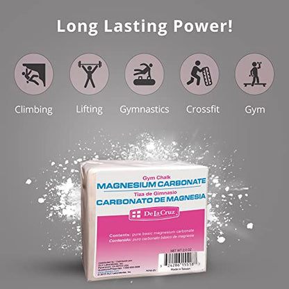 De La Cruz Magnesium Carbonate Gym Chalk - Weightlifting, Gymnastics and Rock Climbing Chalk - style: 48 Block