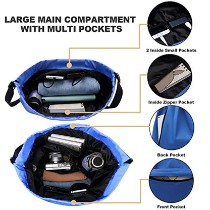 Peicees Waterproof Drawstring Sport Bag Lightweight Sackpack Backpack for Men and Women | Waterproof - color: A_sky Blue