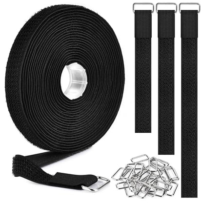 Nettbe 1"x19.7ft Hook and Loop Straps with 30 Buckles Adjustable Cut-to-Length Cable Ties - Reusable Nylon Fastening Tape Cable Straps for Storage or Organization (1in x 19.7ft) - size: 1in x 19.7ft