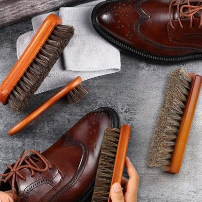 Shoe Brush, Horsehair Shoe Brush Shoe Cleaning Brush Boot Brush for Leather, Shoe Brushes Shoe Shine Brush Brush Shoe Polish Brush for Cleaning and Care Leather Shoes Clean Dauber Applicators