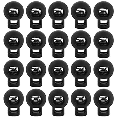 Super Z Outlet Single Hole Spring Loaded Round Ball Shaped Stop Sliding Cord Fastener Locks Buttons for Camping & Hiking, Shoelace Replacement, Sports, Backpacks (20 Pieces)