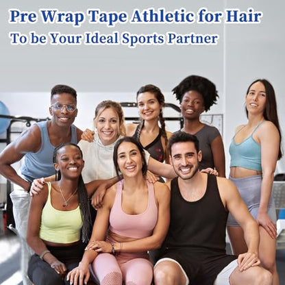 Pre Wrap for Hair Soccer- 6 Rolls 78yd (234'), Multi Color Athletic Prewrap Tape Headbands, Foam Sport Underwrap Pre-Wrap - Black, Pink, Blue, Green - style: Black, Pink, Blue, Green