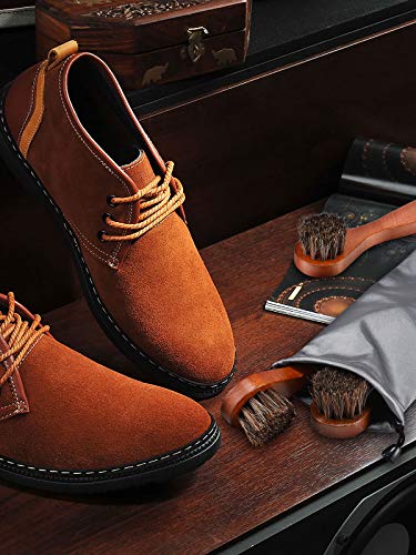 Youngjoy 6 Pieces Horsehair Shine Shoes Brush kit Polish Dauber Applicators, Brown, 6 x 1.5 inches - style: Style A