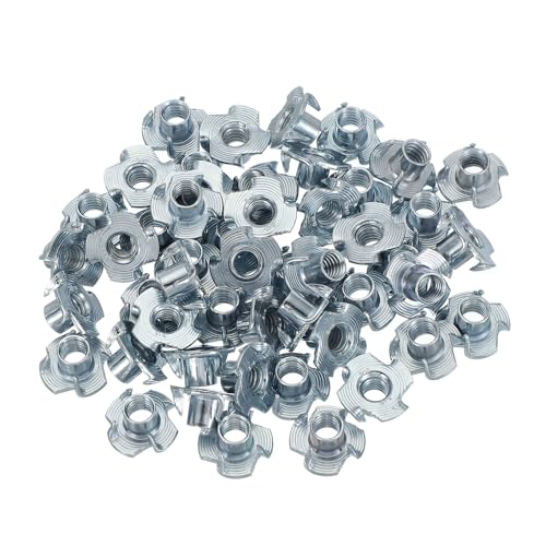PATIKIL 5/16-18 T-Nuts, 50 Pcs Zinc Plated Steel 4-Pronged Tee Blind Nut 10 mm Length Four-jaw t Nuts Threaded Inserts Hardware for Wood Furniture Cabinetry Rock Climbing Holds - size: 5/16-18x10mm
