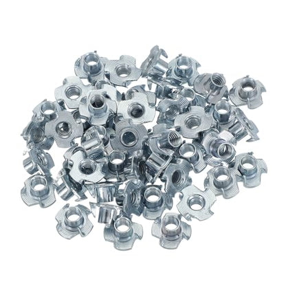 PATIKIL 5/16-18 T-Nuts, 50 Pcs Zinc Plated Steel 4-Pronged Tee Blind Nut 10 mm Length Four-jaw t Nuts Threaded Inserts Hardware for Wood Furniture Cabinetry Rock Climbing Holds - size: 5/16-18x10mm