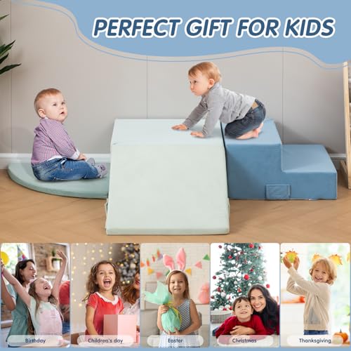 CAPAKIDS Large 4 Pcs Climbing Toys for Toddlers 1-3, Classic | Indoor Use, Odorless & Skin-friendly, Foam Climbing Blocks, Velcro to Keep Together - color: Classic