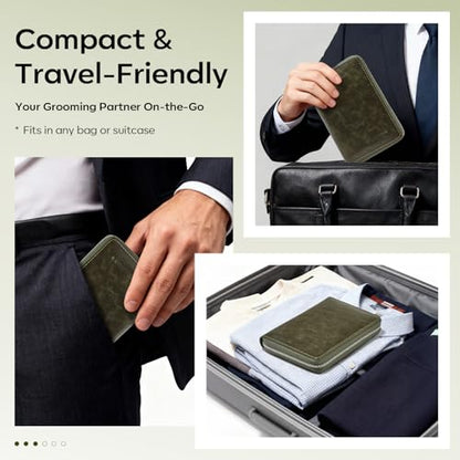 FAMILIFE Manicure Set, Professional Manicure Kit Nail Clippers Set 11 in 1 Stainless Steel Nail Pedicure Tools Kit Grooming Tool with Portable Green Leather Travel Case Luxury Gifts for Women and Men - color: Dark Green