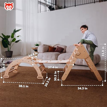 Montessori Climbing Set for Kids Ages 2–8:Triangle, Arch and Ramp | 3in1 Montessori Set, Activity Gym for Toddlers