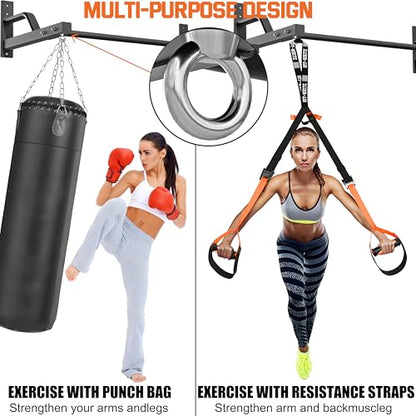 2026 Upgrade Pull Up Bar Wall Mounted - 600 lbs Heavy Duty Strength Training Pull-Up Bars, Ideal Rogue Pull Up Bar for Home and Commercial Gym, Easy Installation Chin Up Bar, Versatile Garage Pullup Bar - color: Black