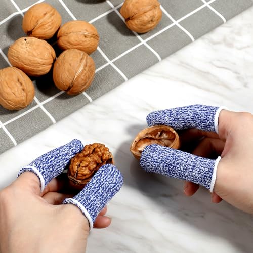 24 PCS Cut Resistant Finger CotsReusable Finger Gloves Non Slip Large Thumb Protector Sleeve Breathable Fingertip Covers for Kitchen Garden Food Cutting Sculpture Work Supplies