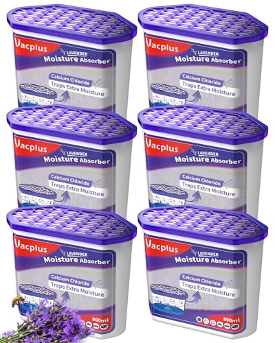 Vacplus Moisture Absorber, 16.0 OZ, Strong Absorption, Lavender | Closet, Bathroom, Car, Odor Eliminator, Dehumidifier Bucket, 6 Pack - size: 16.0OZ