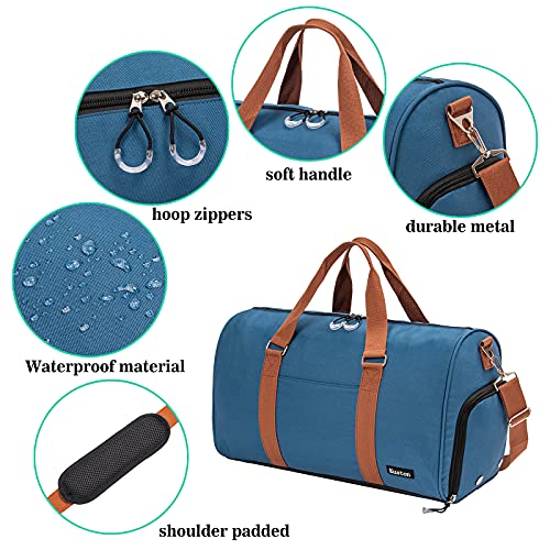 Sports Gym Bag with Shoe Compartment&Wet Pocket,Travel Duffel bag,Weekend Bag,Workout Bag Suitable for Men and Women - color: blue
