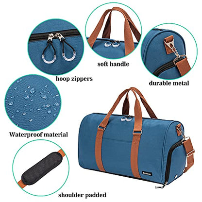 Sports Gym Bag with Shoe Compartment&Wet Pocket,Travel Duffel bag,Weekend Bag,Workout Bag Suitable for Men and Women - color: blue
