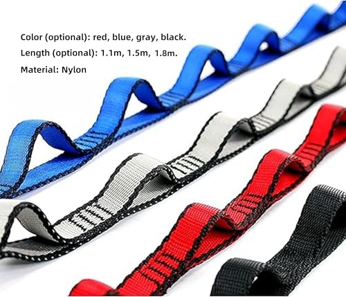 2pcs safety daisy chain, multi-ring adjustable nylon strap rope yoga pilates stretch band - color: Red, size: Length：1.8m