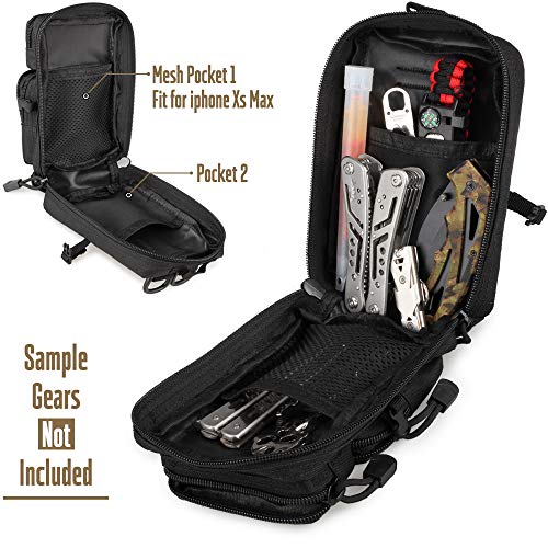 LIVANS Tactical Molle Utility Pouch, EDC Tool Pouch Tactical Phone Pouches Mini Waist Pouches Medical EDC IFAK Pack Mini Design of 3-Day Backpack - color: Black