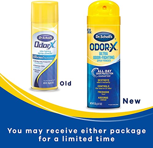 Dr. Scholl’s Odor-X ODOR-FIGHTING Spray-Powder // All-Day Odor Protection and Sweat Absorption - Packaging May Vary (Pack of 2)