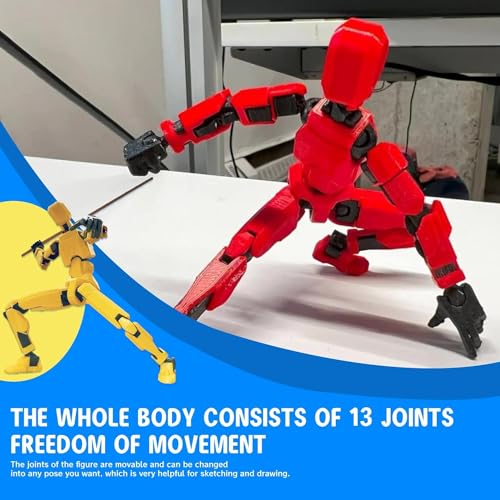 MerryXD T13 Action Figure,Assembly Completed Dummy Nova Tintan Lucky 13 Action Figure 3D Printed Multi-Jointed Movable Toy Orange - color: Orange