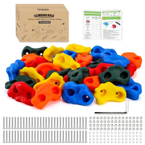 Trymaker Rock Climbing Holds, 30PCS Climbing Wall for Kids (Small Size) | Climbing Set for Kids & Adult Indoor and Outdoor - size: Small Size-30pcs