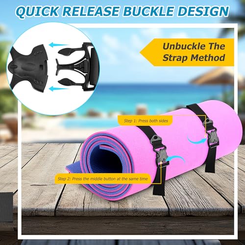 Enhon 2 Pack Floating Mat Straps Nylon with Quick Buckles, 94 Inch | Adjustable, Secure Storage, Reusable Nylon Webbing, Quick Release Buckle, for Floating Mats Yoga, Pool Water Activities