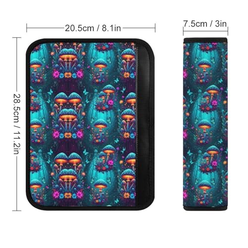 2PCS Glowing Mushroom Dark Car Seat Belt Pad Universal Fit Seat Belt Covers Cushion for Kids, Car Seats Pushchair Strollers High Chair Pushchair, Easy Install (No Tool) - color: Pattern 1227
