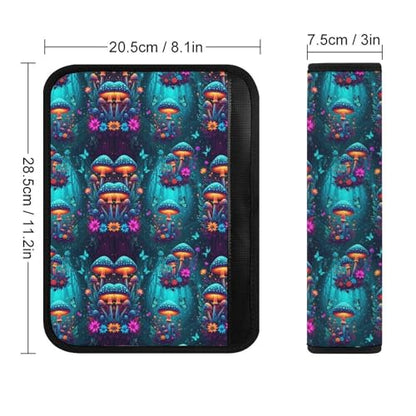 2PCS Glowing Mushroom Dark Car Seat Belt Pad Universal Fit Seat Belt Covers Cushion for Kids, Car Seats Pushchair Strollers High Chair Pushchair, Easy Install (No Tool) - color: Pattern 1227