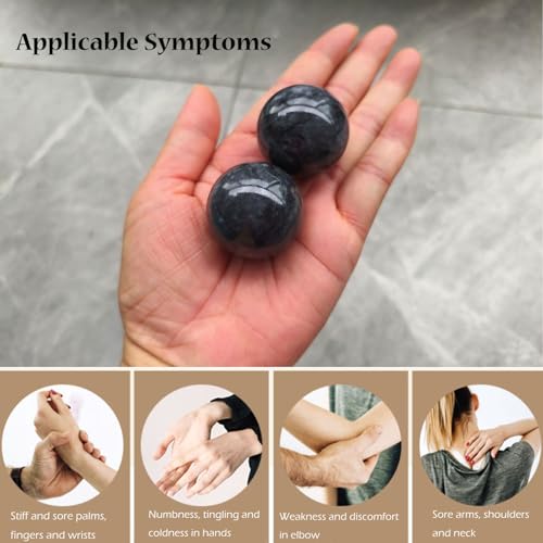 Baoding Balls 2Pcs, 1.38 inch Natural Marble Baoding Chinese Meditation Balls, with Carry Case for Hands Stress Relief, Dark Grey - color: Dark Grey, size: Small-1.38"