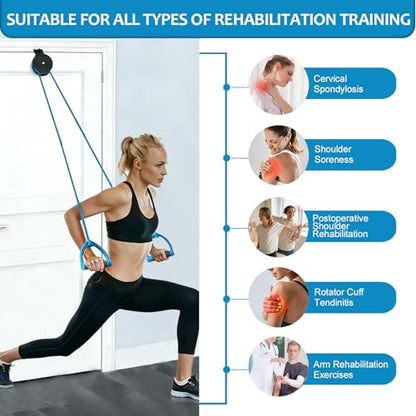 Shoulder Pulley for Physical Therapy, Quiet & Noiseless Over Door Shoulder Rehab Pulley, Arm Pulley & Door for Physical Therapy for Rehabilitation & Exercise