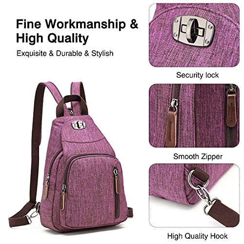 FANDARE Retro Sling Chest Backpack Multipurpose Crossbody Shoulder Bag - color: Purple
