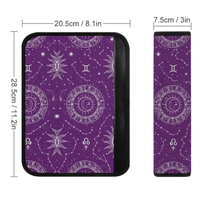 2 Pack Sun Moon Astrology Chart Purple Car Seat Straps Shoulder Pads Universal Soft and Comfortable Seat Belt Cushion for Adults and Children, Stroller Pushchair High Chair - color: Pattern 596