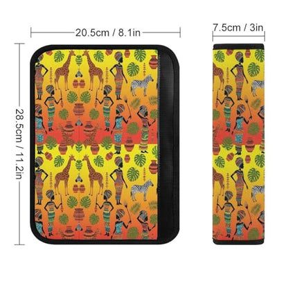 2 Piece Soft Padded Car Seat Belt Pad for Elderly Support, Stroller Pushchair High Chair, Ethnic Afro African Traditional Exotic Tribal Black Woman Shoulder Harness Cover, Shock Absorption - color: Pattern 308