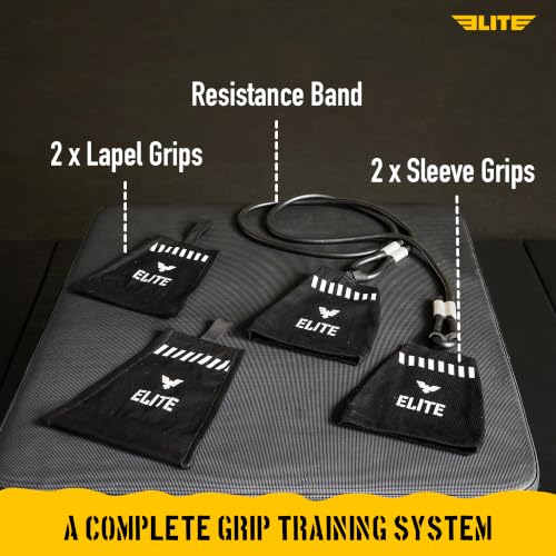 Elite Sports Jiu Jitsu Grip Trainer Simulate Gi - Resistance Band Grip Strength Trainer for BJJ MMA Judo & Grappling Training
