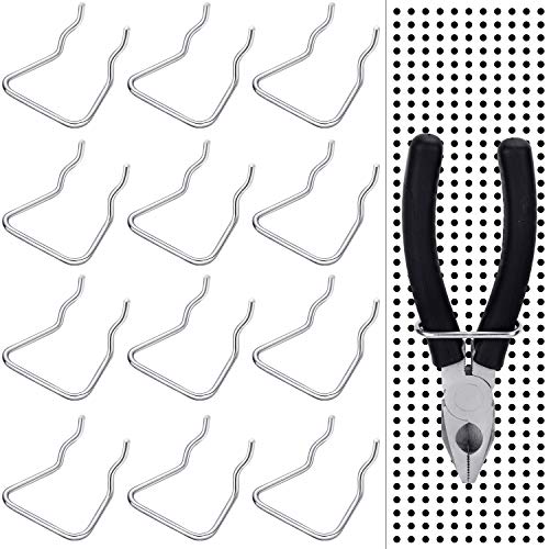 16 Pieces Pegboard Plier Holders, Stainless Steel Double Loop Pegboard Hooks Accessories Shelving Display Organizer Hooks for Shop Store Supermarket - color: Silver