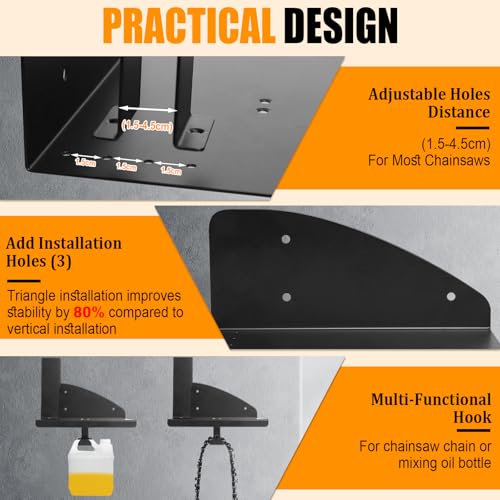 Universal Chainsaw Wall Mount Holder – Heavy Duty Steel Rack for Stihl & Most Chainsaws, 𝟏𝟓𝟎𝐋𝐁𝐒 Capacity, Multi-Functional Garage & Workshop Organizer by Zejoot