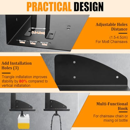 Universal Chainsaw Wall Mount Holder – Heavy Duty Steel Rack for Stihl & Most Chainsaws, 𝟏𝟓𝟎𝐋𝐁𝐒 Capacity, Multi-Functional Garage & Workshop Organizer by Zejoot