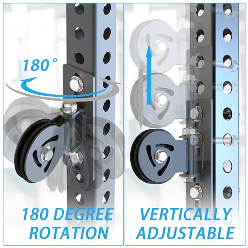 J Bryant Pulley System for Power Rack - Fits 5/8" Hole Size, Cable Pulley Attachment for 2x2, 2x3, 3x3 Racks, Heavy Duty LAT Pulldown, DIY Cable Machine Accessories, Gym Equipment