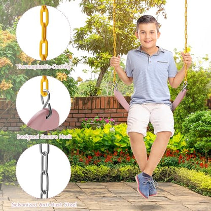 Sunnyglade 2PCS Swings Seats Heavy Duty with 66" Chain, Playground Swing Set Accessories Replacement with Snap Hooks, Support 250lb (2, Pastel Pink) - color: pastel Pink