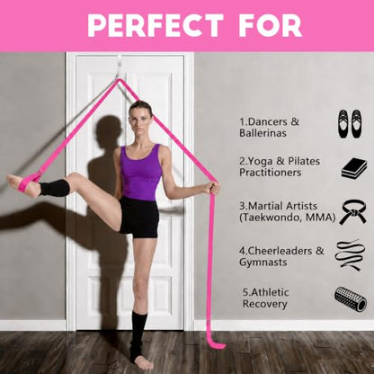 Stretching Strap with Door Anchor Improve Leg Flexibility for Splits - color: Pink