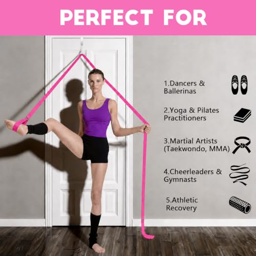 Stretching Strap with Door Anchor Improve Leg Flexibility for Splits - color: Pink