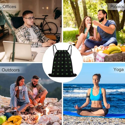 Swim Drawstring Bag Waterproof Sports Backpack for Beach Gym Training Gear Storage Lightweight Unisex Sackpack, Weedleaf Pattern Bags - color: Picture (39)
