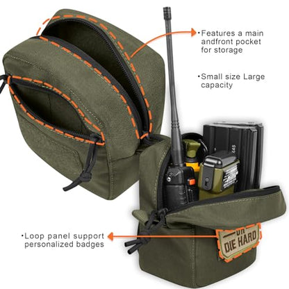 Tactical Admin GP Pouch Multi-Purpose Storage Organizer | 500D Nylon,MOLLE/Belt compatible,Front Loop Panel,2 Compartment Utility Bag