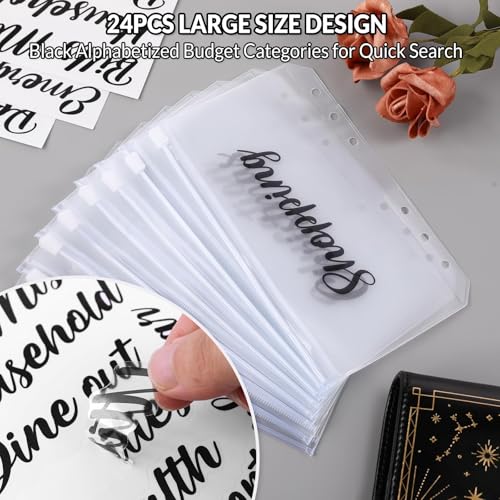 SKYDUE Budget Binder, Money Saving Binder with Zipper Envelopes, Cash Envelopes and Expense Budget Sheets for Budgeting (Black Golden) - color: Black Gold