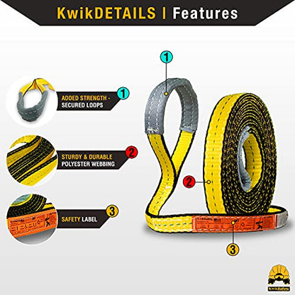 KwikSafety - Charlotte, NC - Mighty Sumo 1”x 16’ Poly Web Sling Lifting Strap Construction ASME OSHA / 3200lbs Vertical 2550lbs Choker 6400lbs Basket/Rigging Moving Towing Hoisting Gear - size: 1"x16' | 3200 lbs