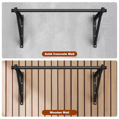 Wall Mounted Pull Up Bar, Adjustable Depth Pull-up Bar with 500LBS Weight Capacity, Maintain Upper Body Strength & Core Stability, Home or Garage Gym Chin Up Workout Training Station
