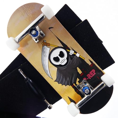 P-REP V2 Pro Performance Complete Wooden Fingerboard kit with Urethane Wheels and Bushings 34mm - Little Reaper - color: Little Reaper