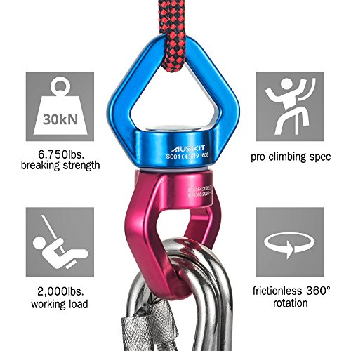 Blue Red Swing Swivel, 30 KN Safest Rotational Device Hanging Accessory - color: Red, size: 30 KN