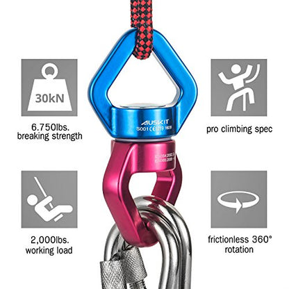 Blue Red Swing Swivel, 30 KN Safest Rotational Device Hanging Accessory - color: Red, size: 30 KN