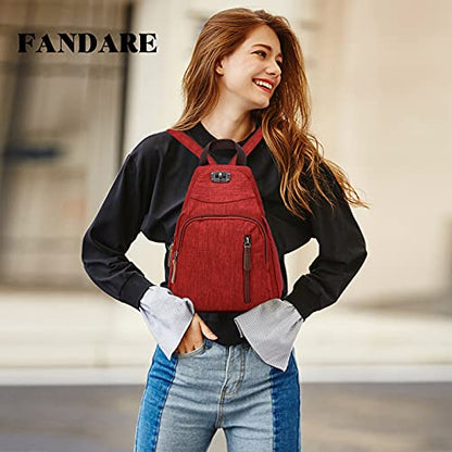 FANDARE Retro Sling Chest Backpack Multipurpose Crossbody Shoulder Bag - color: Red