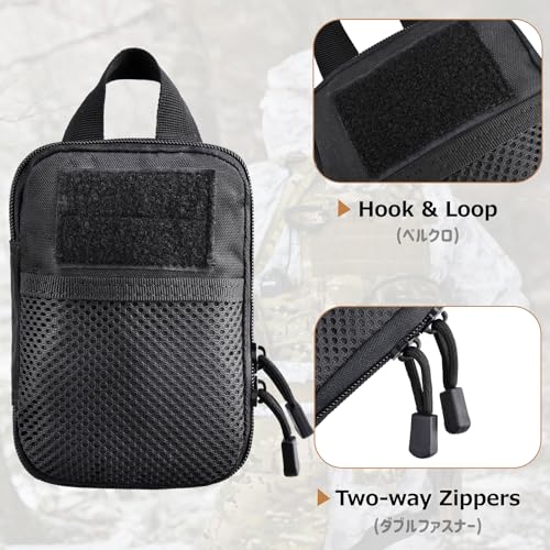 Azarxis Molle Pouches, Tactical Compact EDC Small Utility Pouch Waist Bags Sundries Storage Admin Organize Gear Gadget for Military Backpack - color: #06 Black - 7.09"x5.51" - 2 Pack