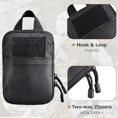 Azarxis Molle Pouches, Tactical Compact EDC Small Utility Pouch Waist Bags Sundries Storage Admin Organize Gear Gadget for Military Backpack - color: #06 Black - 7.09"x5.51" - 2 Pack