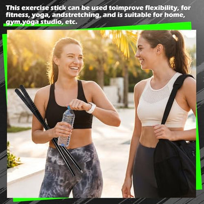 Sanwuta Yoga Stick 5.2ft Plastic Exercise Stick for Mobility and Flexibility Adjustable Exercise Equipment for Stretching Balance Posture Corrector Stiffness Relief